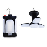 Foco Led Lampara Recargable Solar De Emergencia 3 Aspas Color Negro