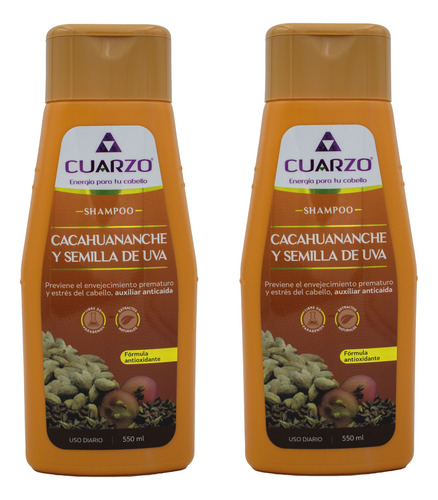 Shampoo Cuarzo Cacahuananche Y Semilla Uva 550ml 2 Piezas