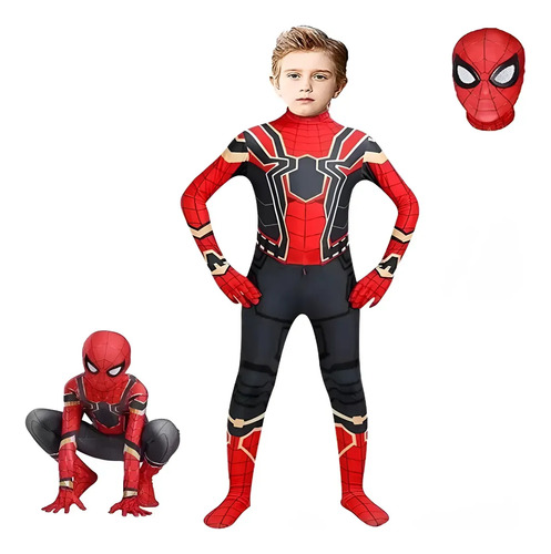 Disfraz Spiderman Nino Traje Completo Superheroe Cosplay Infantil Mono Elastico Halloween Fiesta Cumpleanos Animado Marvel