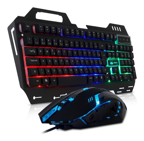 Kit Teclado Gamer Semi Mecanico Iluminado E Mouse Led Usb