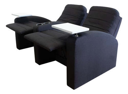 Sillon Reclinable Doble Reposet Mesa Y Portavasos Cine Casa