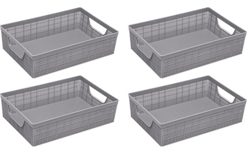 Kit 4 Cestos Organizador Multiuso Armário Lavanderia P 24x16