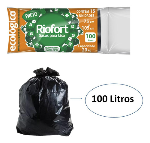 Saco De Lixo Lixeira Rolo Resistente Grande Reforçado 100 L