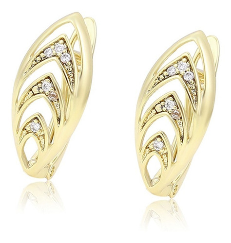 Aretes Oro 14k Lam Arracada Mujer Labrada Diamantada Mujer