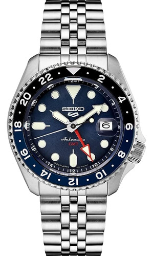 ~? Seiko Ssk003 5 Reloj Deportivo Para Hombre Tono Plateado 