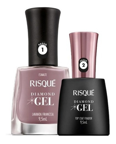 Kit Esmalte Risque Gel Lavanda Francesa  + Top Coat Fixador