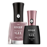 Kit Esmalte Risque Gel Lavanda Francesa  + Top Coat Fixador