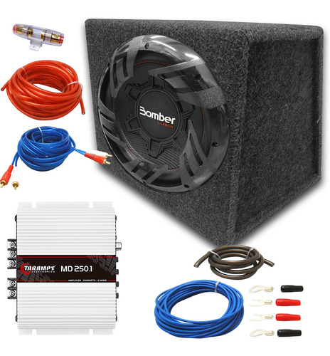 Subwoofer 12 Carbon 250w + Potencia Taramps + Kit Cajon