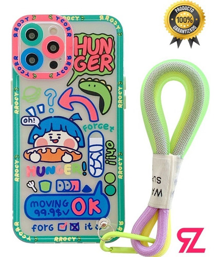 Carcasa Funda Forro Hunger & Hungry + Lanyard Para iPhone Rz