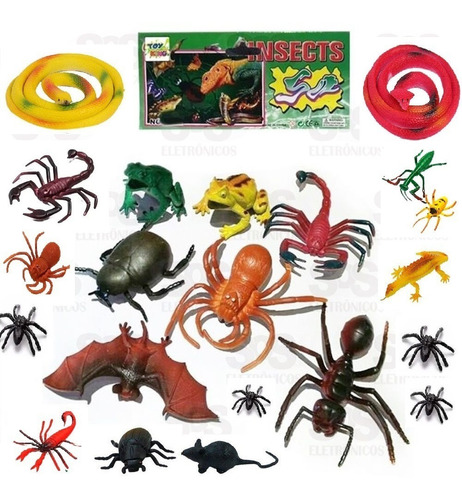 Kit 10  Insetos De Brinquedo De Mentira Animais De Plástico