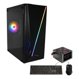 Gabinete Rgb Dellorean K4t Kit Fuente Teclado Mouse Atx 