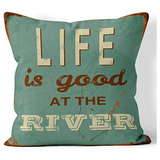 Vintage Style River House Decorative Throw Pillow Cover...