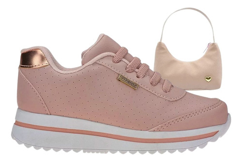 Tênis Infantil Feminino Com Brinde Bolsinha B Sneaker