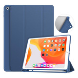 Funda iPad 10.2 Soke Delgado Con Soporte Lápiz Azul Oscuro