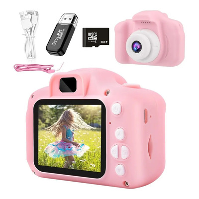 Cámara Digital Para Niños Jueguete Video C/tarjeta Sd Color Rosado