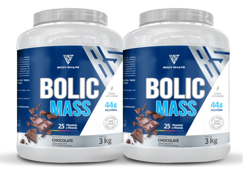 2x Hipercalórico Bolic Mass 3kg 44g Proteína - Body Shape