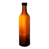 Botella Vidrio Aceite 500cc Cuadrada Ámbar Con Tapa X 6 Unid