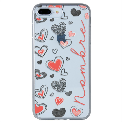 Funda Antigolpes Para iPhone Corazones Personalizada Nombre