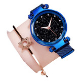 Reloj Milan Reloj Magnético Con Cielo Estrellado A La Moda Color De La Correa Azul Color Del Bisel Azul Color Del Fondo Negro
