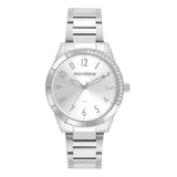 Relogio Mondaine Feminino Prata Grande Cravejado C/ Numeros 