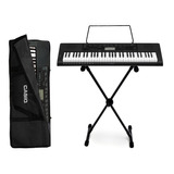 Kit Teclado Casio Ctk3500 5/8 61 Teclas Sensíveis Capa Preta