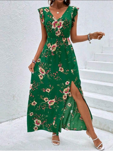 Vestido Fiesta Verde Septiembre Noche Mexicana Para Dama