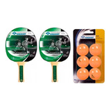 Ping Pong Set 2 Paletas Donic 400 Y 6 Pelotitas Donic Jade