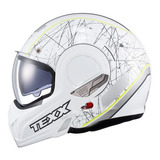 Capacete Moto Stratos Scratched Texx Modular Articulado 180 Cor Branco/verde Tamanho Do Capacete 56