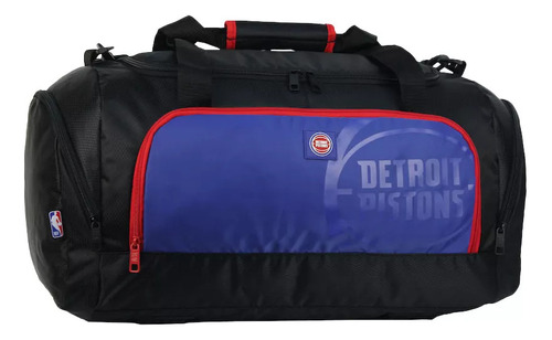 Bolso Deportivo Nba Detroit Pistons Ofic C/ Guarda Zapatilla Color Negro Liso