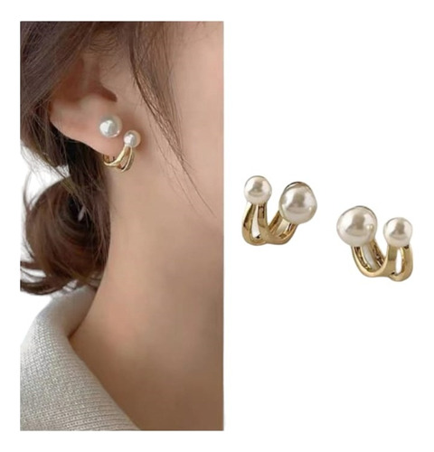 Pendientes De Lujo Joyeria Fina Para Mujer Doble Perla