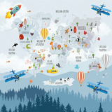 Papel De Parede Adesivo Decoração Avião Mapa Mundi País 1m² 