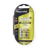 Macrotel Pilas Recargables Precargadas Aaa 1000mah 4 Un.