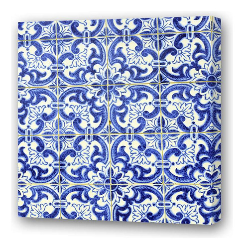 Cuadro 20x20cm Azulejos Azul Desnivel Estilo Deco