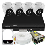 Kit Cftv 4 Cameras 3130 Dome Multi Hd Mhdx 4ch Intelbras 1tb