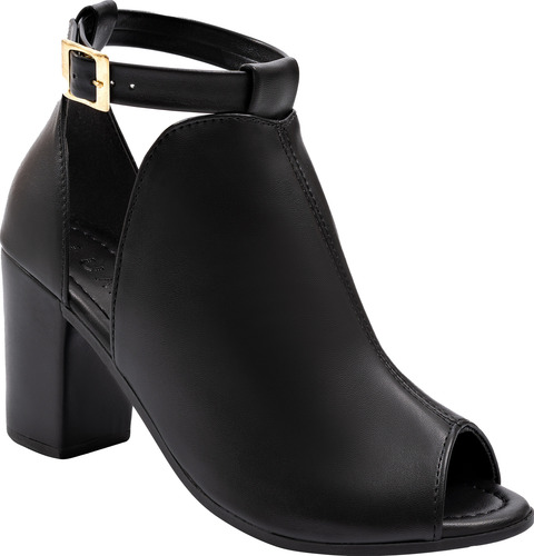 Sandália Tratorada Sandalia Chiquiteira Salto Grosso Preta