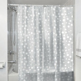 Cortina De Baño Estampada 1,80x1,80m + 12 Ganchos Atlas Color Blanco Lunares