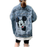 Chaqueta De Jean Negra Para Mujer Mickey Mouse