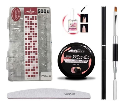 Kit Soft Gel 500 Tips Paris Night + Gel Sólido Cheri + Lima!