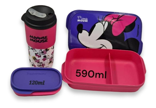 Paquete Slim Lunch, Contenedores Y Eco Vaso Reusable, Minnie