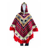 Poncho Capa Multicolor De Grecas Con Gorro Unisex Unitalla