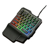 Teclado Gamer Retroiluminado Conexión A Una Mano Usb 2.0 Teclado Negro