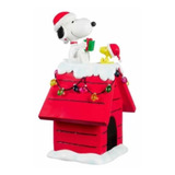 Casita De Snoopy Navideña Con Luces Musical Peanuts