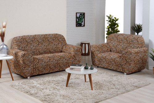 Capa De Sofa 2e3 Lugares Ibitex Malha Estampada + Fixador