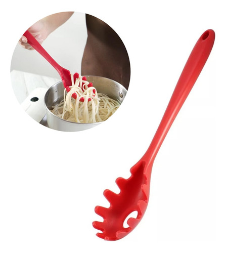 Concha Em Silicone 29cm Vermelha Macarrão Cozinha 