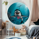 Vinilo Tiburón Sala Dormitorio Infantil 60x60cm