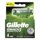 Carga Para Lâmina De Barbear Gillette Mach3 Sensitive 4 Unid