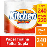 Toalha De Papel Folha Dupla Kitchen Com 2 Unidades