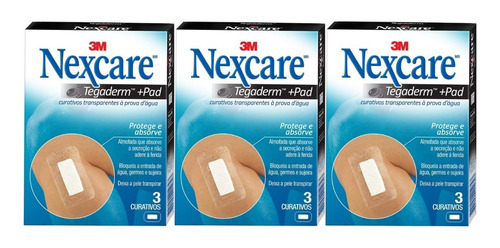 Kit C/3 Caixas Nexcare Tegaderm + Pad C/ 3 Unid Cada Caixa