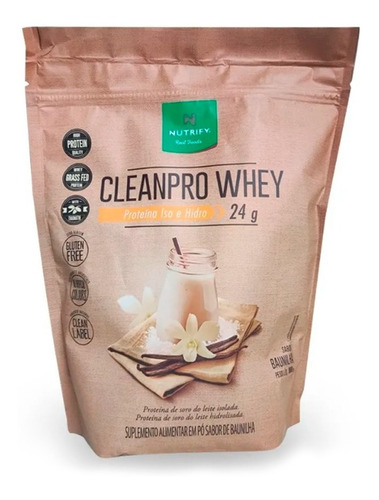 Clean Pro Nutrify 900g Whey Protein Isolado E Hidrolisado Sabor Baunilha