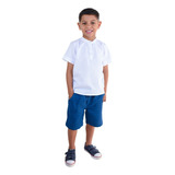 Conjunto Infantil Masculino Bata Bermuda Marinho 4 Ao 10